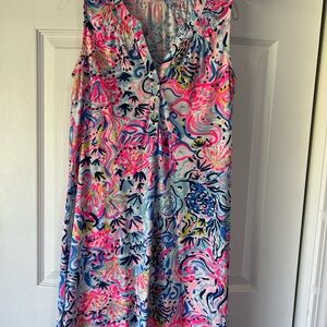 Lilly Pulitzer Pink & Blue Floral Sleeveless Swim Cover-Up